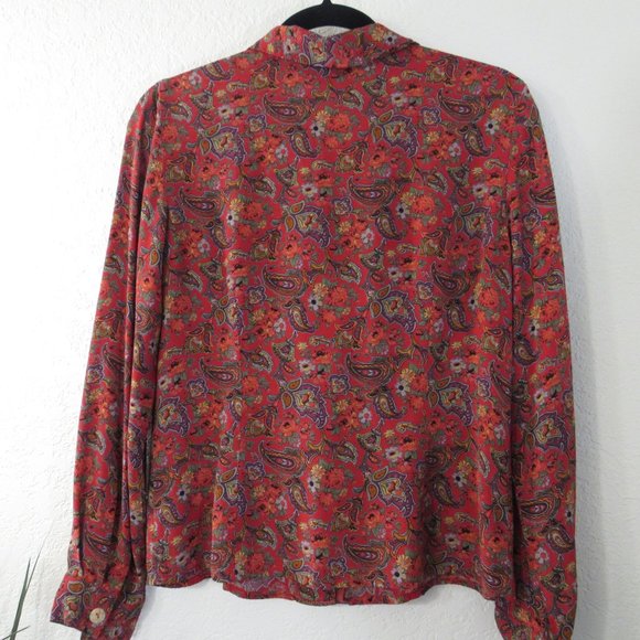 Saint Tropez Top Floral Paisley Button Front Sz 8 - Picture 5 of 7